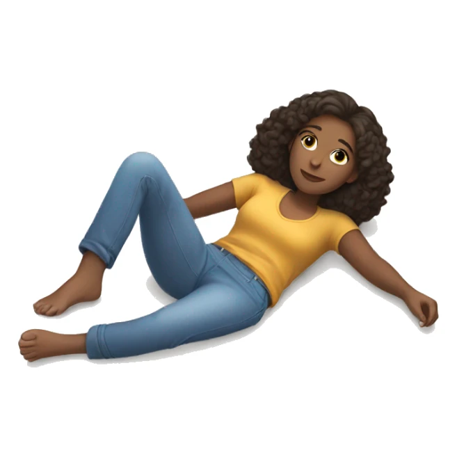 A girl lying down on the floor  sticker
