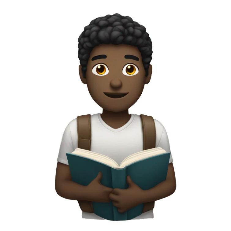 black hair white skin guy with a book  sticker