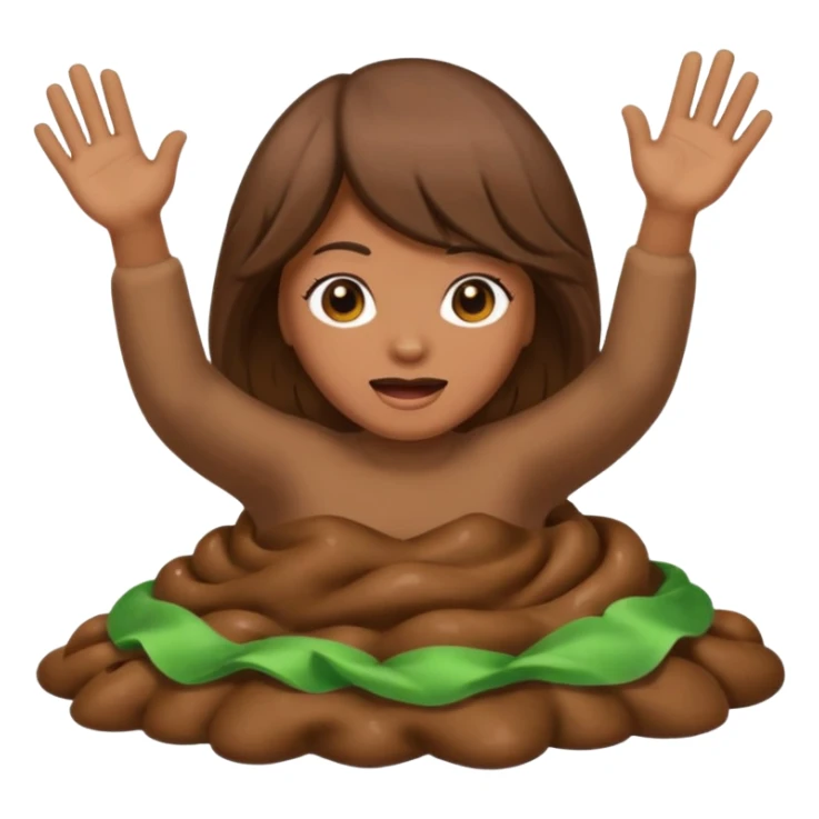 poop wearing a wig and waving hi while pooping sticker