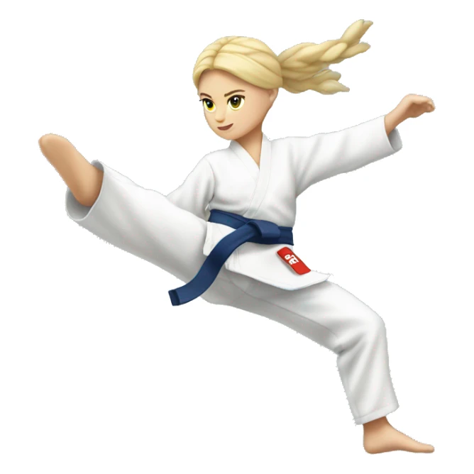 white girl doing  taekwono kick to the sky sticker