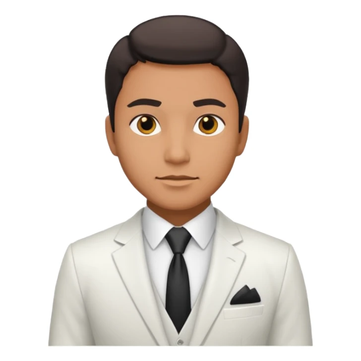 businessman, tan skin, black eyes, white suit sticker