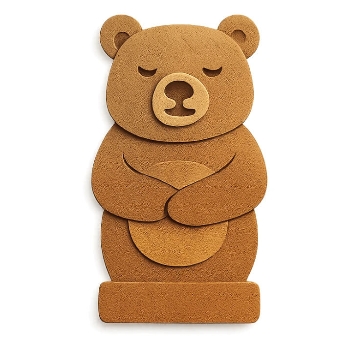 small wooden bear totem in paper craft style sticker