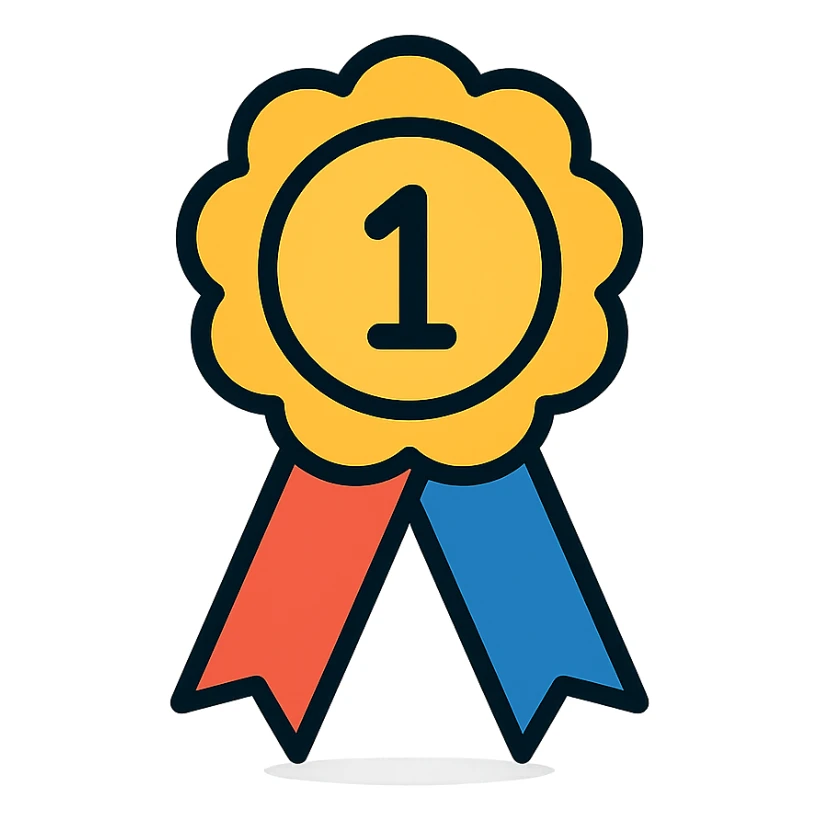 vector icon of an award winner with gold and colorful elements, elegant and minimalist flat design, award badge style, 2D flat vector, trending icon look, soft shadows, no text, isolated on white background, perfect for commercial use sticker