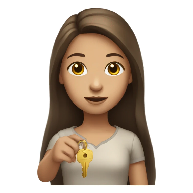 Girl with brown long hair with gold key in hand sticker
