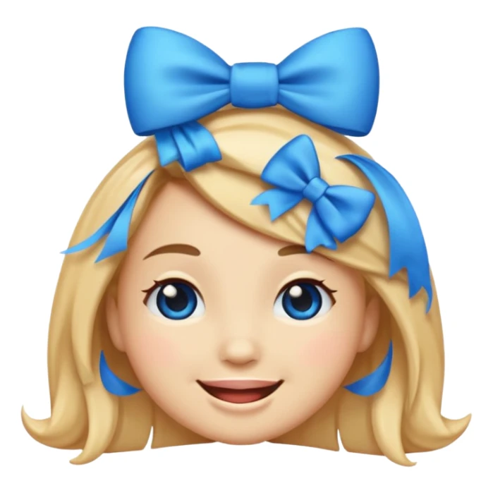 Regular emoji face with blue bow and flirty face sticker