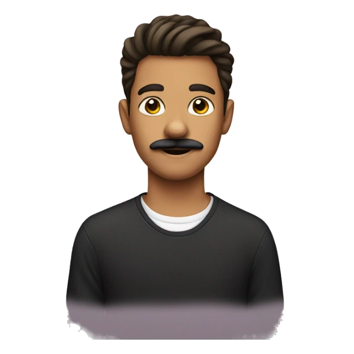 teenager with moustache sticker