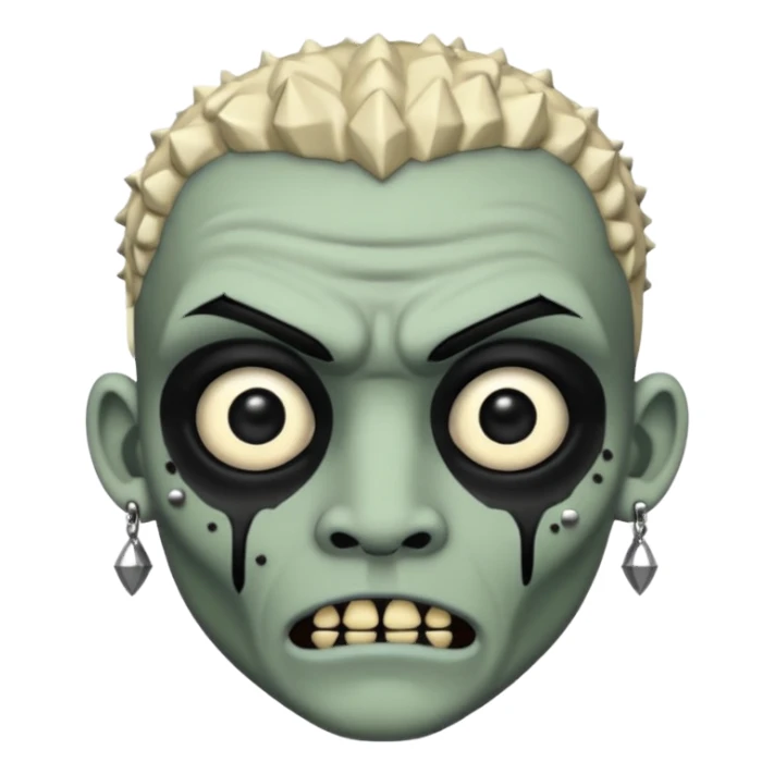 Zumbi man, white, black eye, studded earrings on both ears sticker