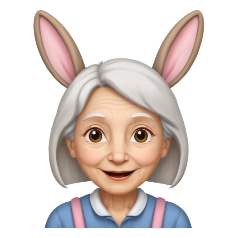 old woman with bunny ears sticker