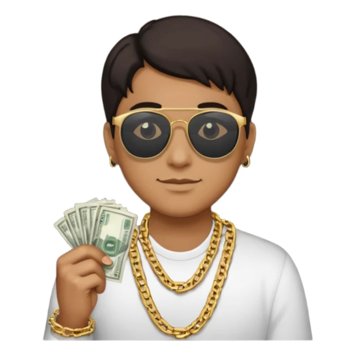 Knight helmet gold chain dark glasses money sticker