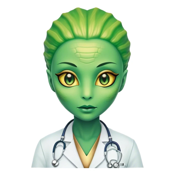 Reptilian alien woman, is a doctor sticker