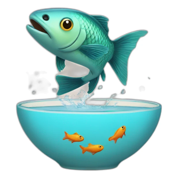 jumping fish out of bowl sticker