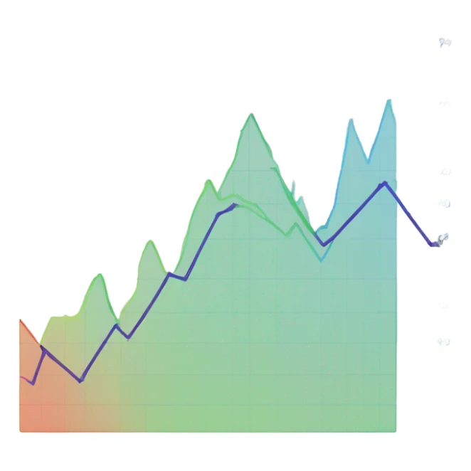 vaporware color themed line chart, stock price going up sticker