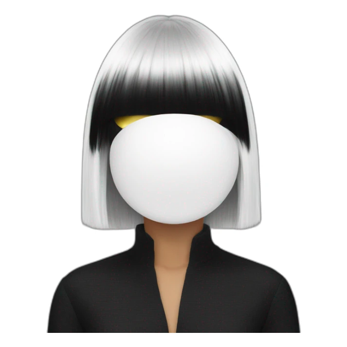 Sia with a black and white wig covering her eyes sticker