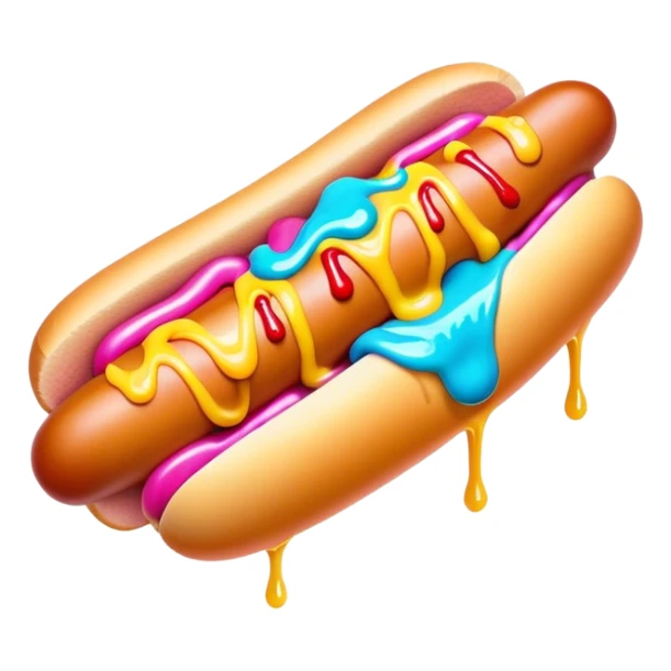 Melting neon ice cream hot dog  sticker
