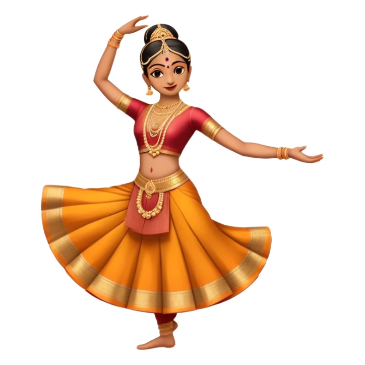 cinematic-realistic-bharatanatyam-dance-emoji,-depicted-as-an-elegant-classical-indian-dance-performance-with-graceful-poses,-intricate-costumes,-and-expressive-hand-gestures,-rendered-with-rich-textures-and-warm-dramatic-lighting, single danceer sticker