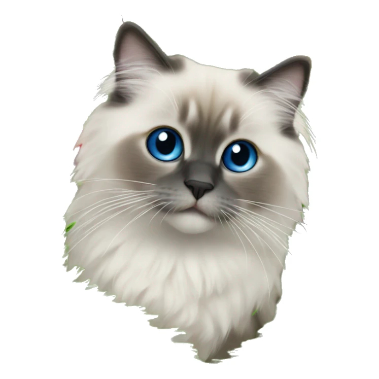 Blue colorpoint ragdoll kiten climbing a Christmas tree sticker
