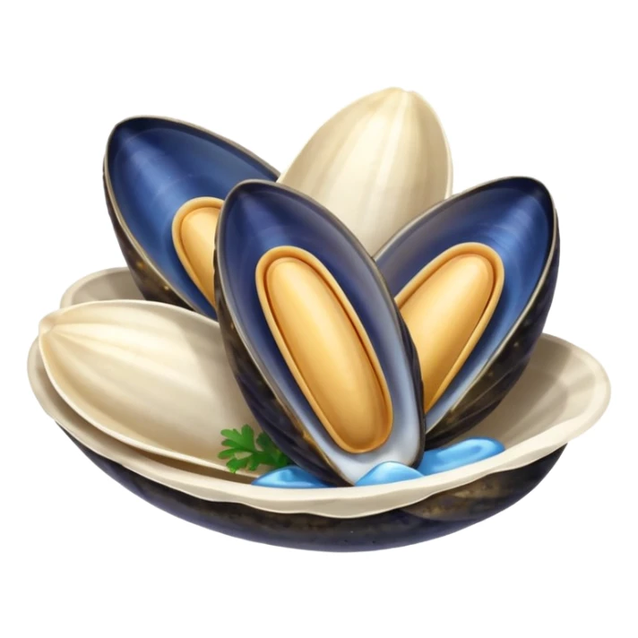 simple cartoon emoji of 3 open mussels sticker