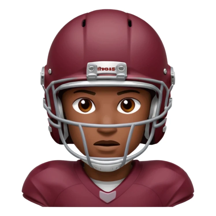college football player Maroon color ( face and Helmet ) sticker