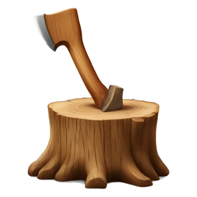 Realistic wood stump with axe chopping it sticker