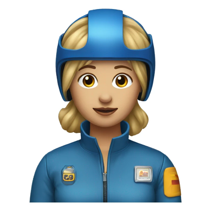 Honey blonde woman in blue helmet and blue flight jumpsuit  sticker
