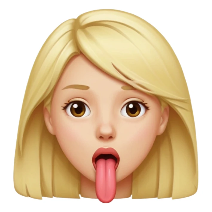 Blonde girl, tongue out, tired sticker