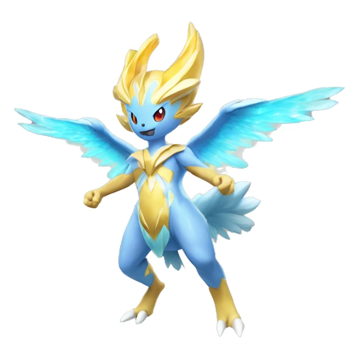 Celestial Godly Powerful Crystallic Colorful Vibrant Colors Flying Advanced Fakémon-Legendary-Pokémon-Creature Full Body sticker