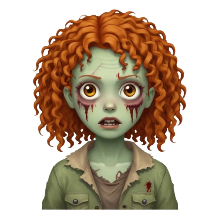 Ginger curly hair zombie girl with Brown eyes  sticker