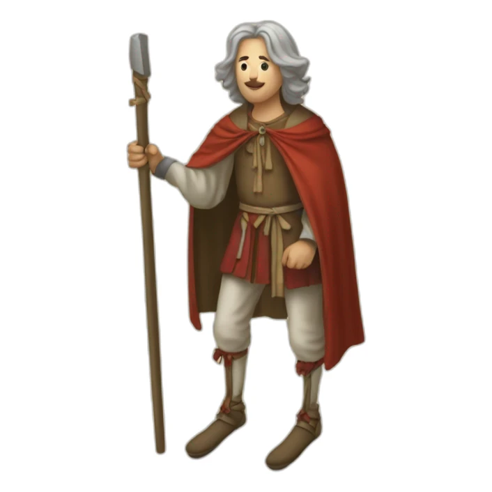 A person who walks on stilts, walking over them, medeival fair sticker