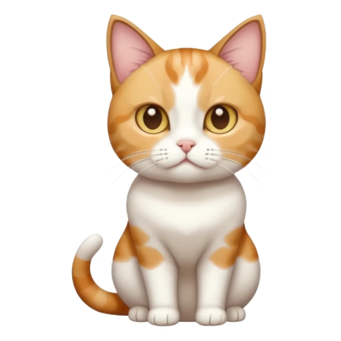 full body calico tabby + white cat with tiny head and fat body sticker