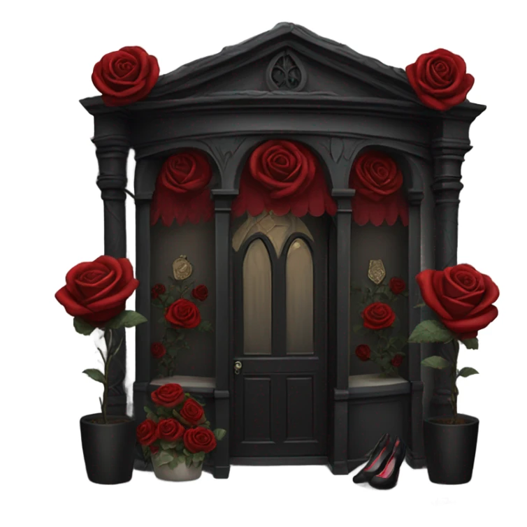 Gothic boutique full of red and black roses sticker