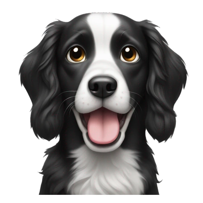 black and white dog sticking tongue out sticker