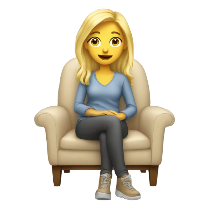 blonde girl siting in comfy chair  sticker