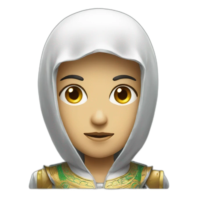 the face of a deadly robot wearing Saudi clothes sticker