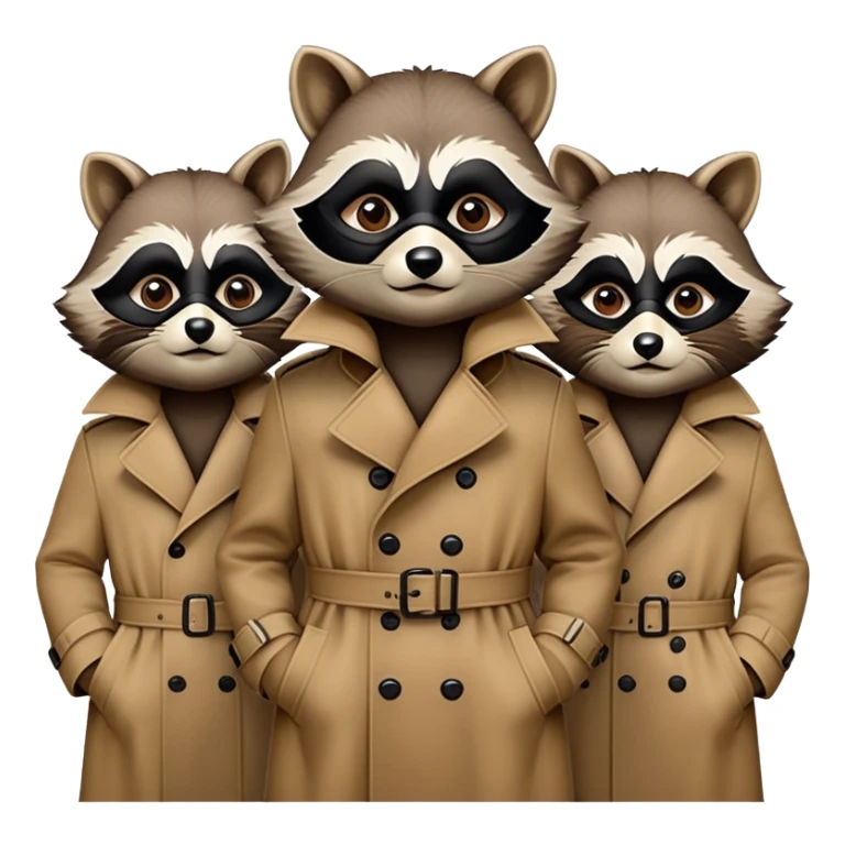 Three raccoons in a trench coat sticker
