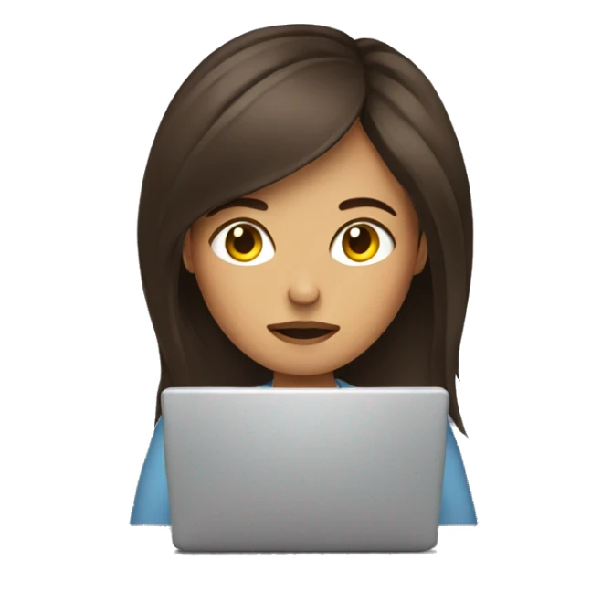 woman using laptop feeling lethargic brunette  sticker