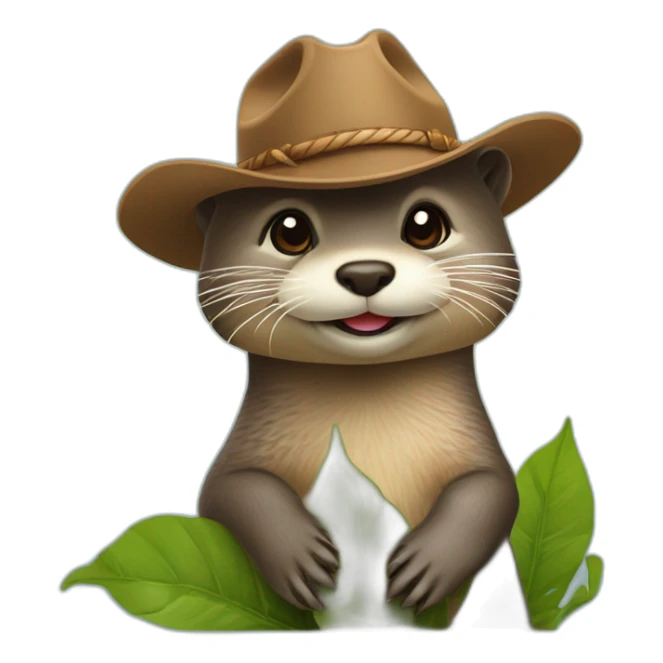 loutre avec un chapeau de cowboy sur une plante sticker