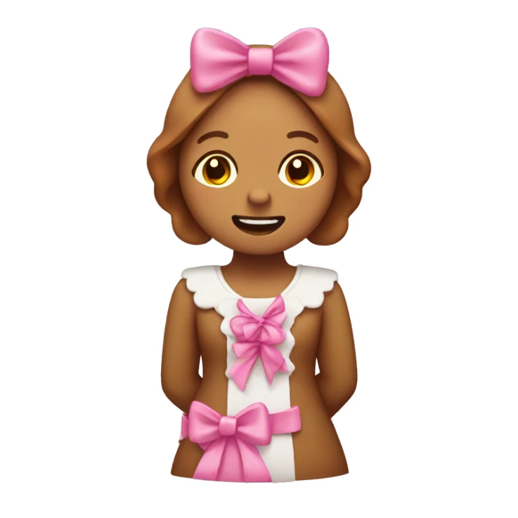 A gingerbread girl with brown and pink bows sticker