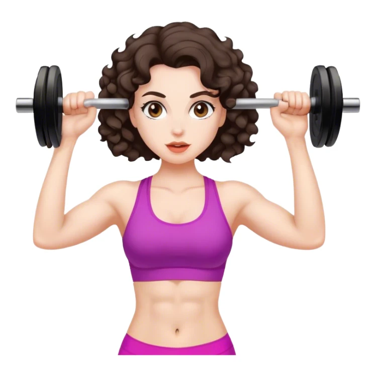 brunete curl medium hair woman white skin working out sticker