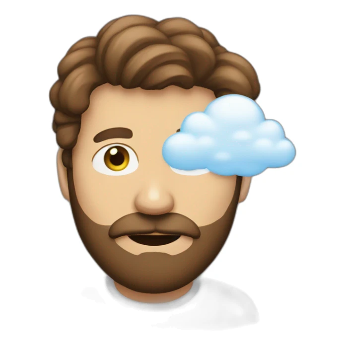 A Man with brown hair a Beard and a cloud in front of his face sticker