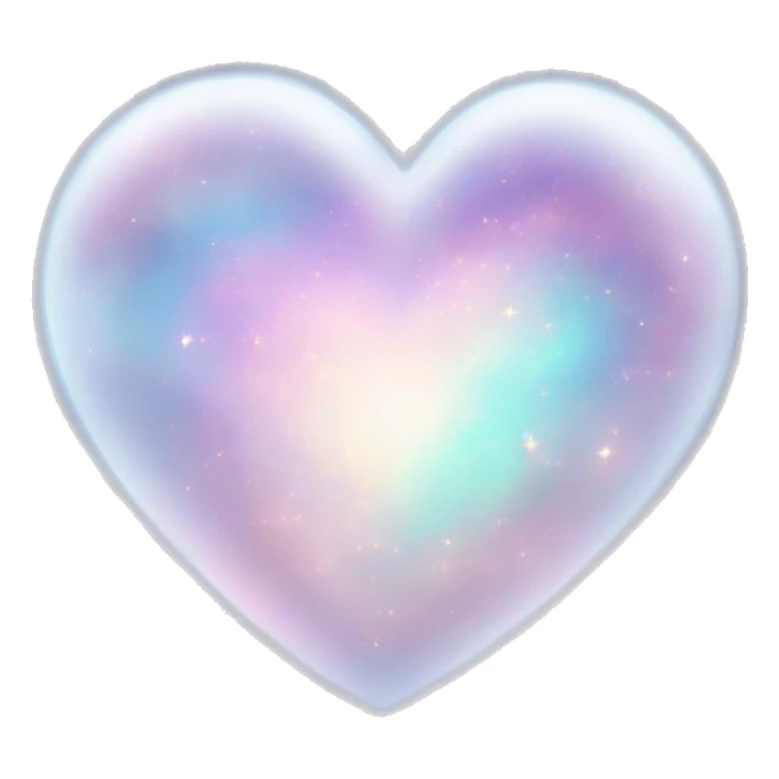Pastel White iridescent nebula heart sticker