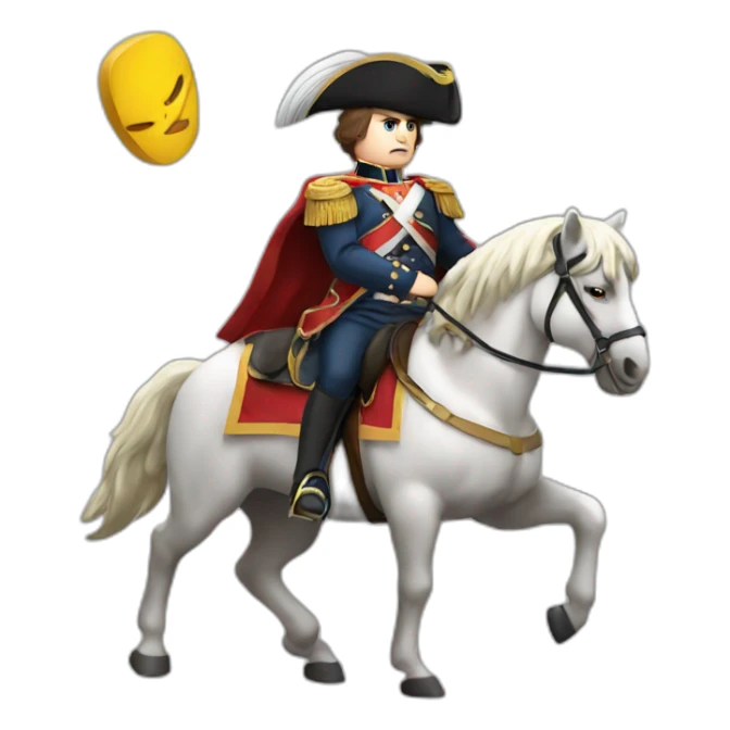 serious angry napoleon on horse hold golden eagle sticker