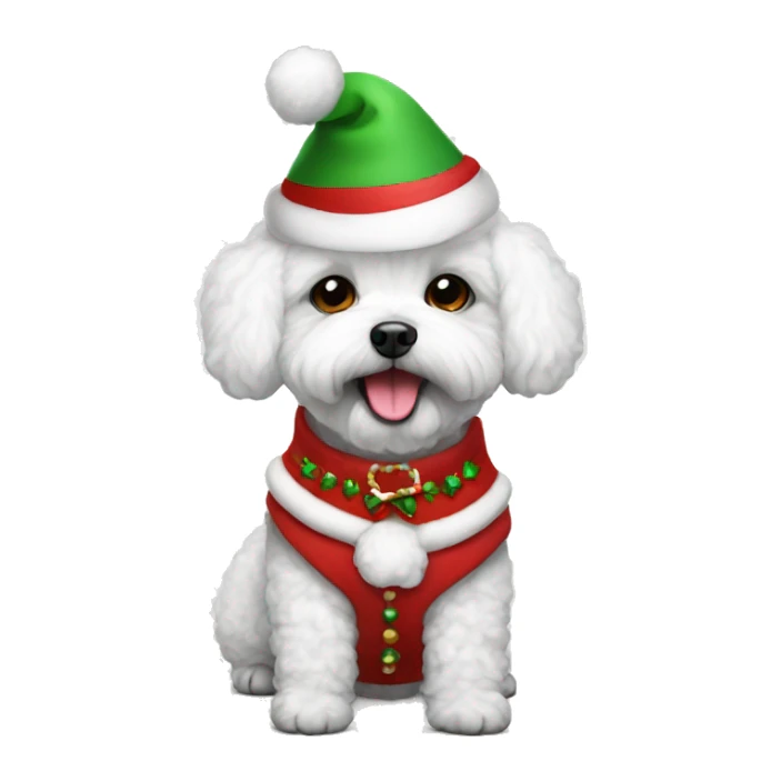 bichon in christmas costume sticker