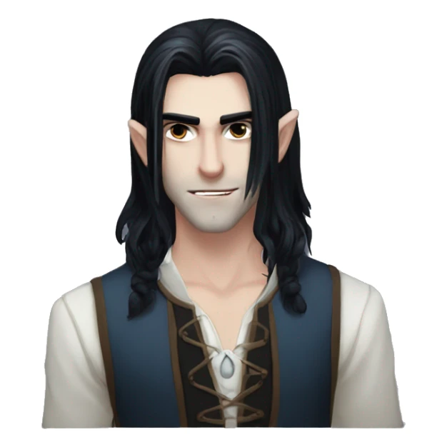Medium long hair pale vampire male young black hair Witcher face  sticker