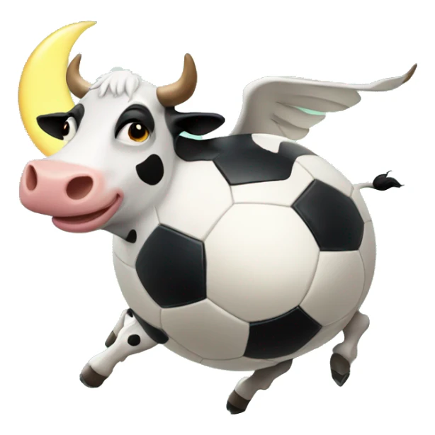 Soccer skin flying cow over moon sticker
