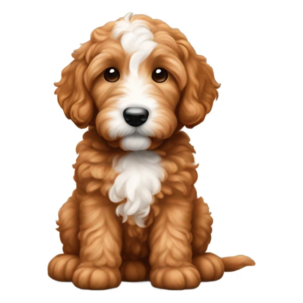 Red goldendoodle puppy white nose bow on head sticker