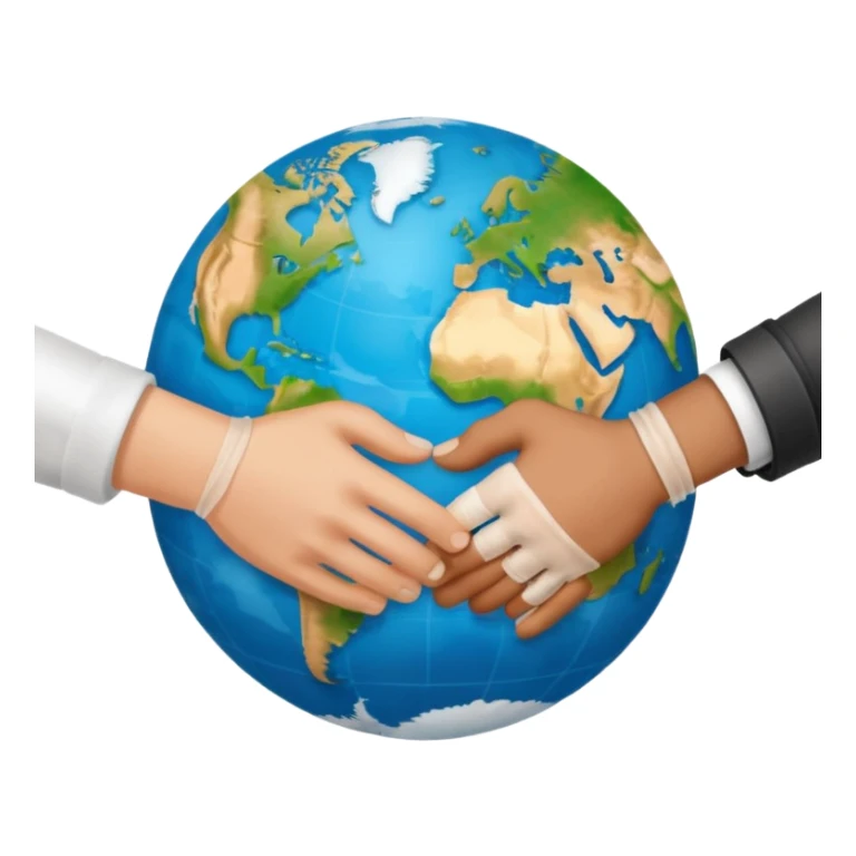 instead of two hands holding a globe, we have two hands handshaking in front of a globe. And in the background, we can see that the globe has a bandage or something. The handshake shows negotiation and the bandage around the globe shows improvement on climate change. Negotiation and climate change.  sticker