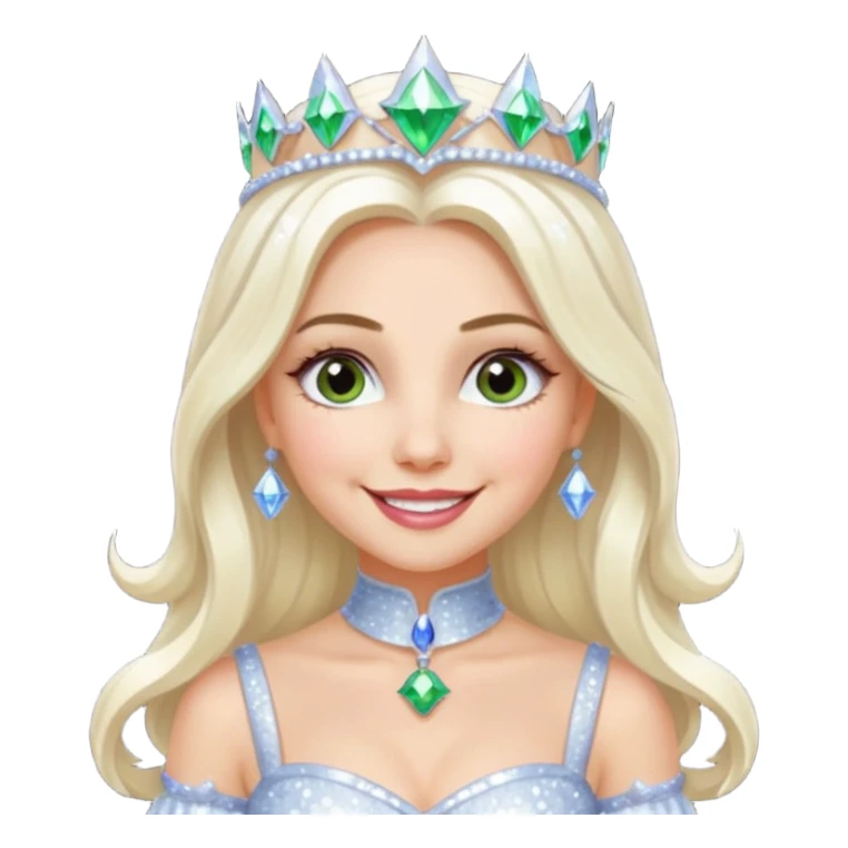 The Good Witch from Oz with long white blonde hair, white sequin outfit sticker
