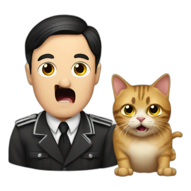 hitler and a cat hissing at him sticker
