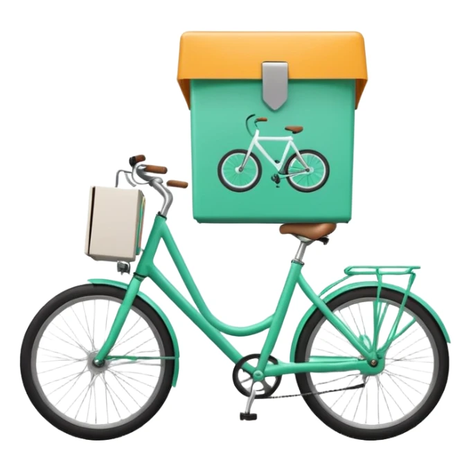 minimalistic logo with a bicycle and a food delivery box, Deliveroo colors sticker