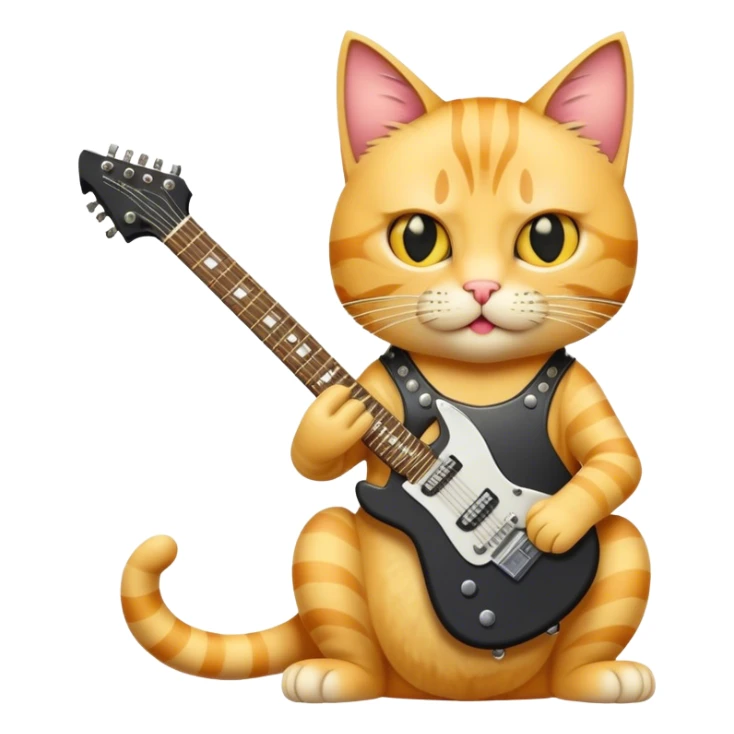 Yellow tabby cat playing heavy metal guitar sticker